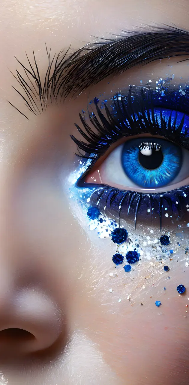 Blue spackle eye, sparkly eye, makeup