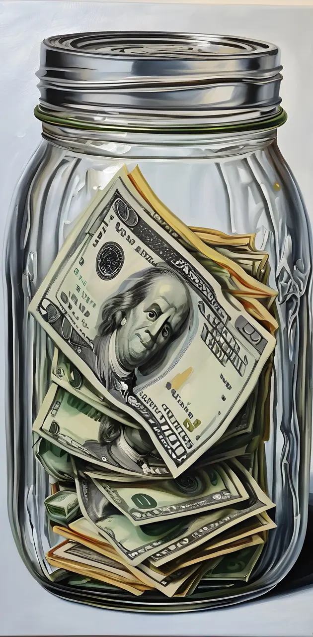 a glass jar with money inside
