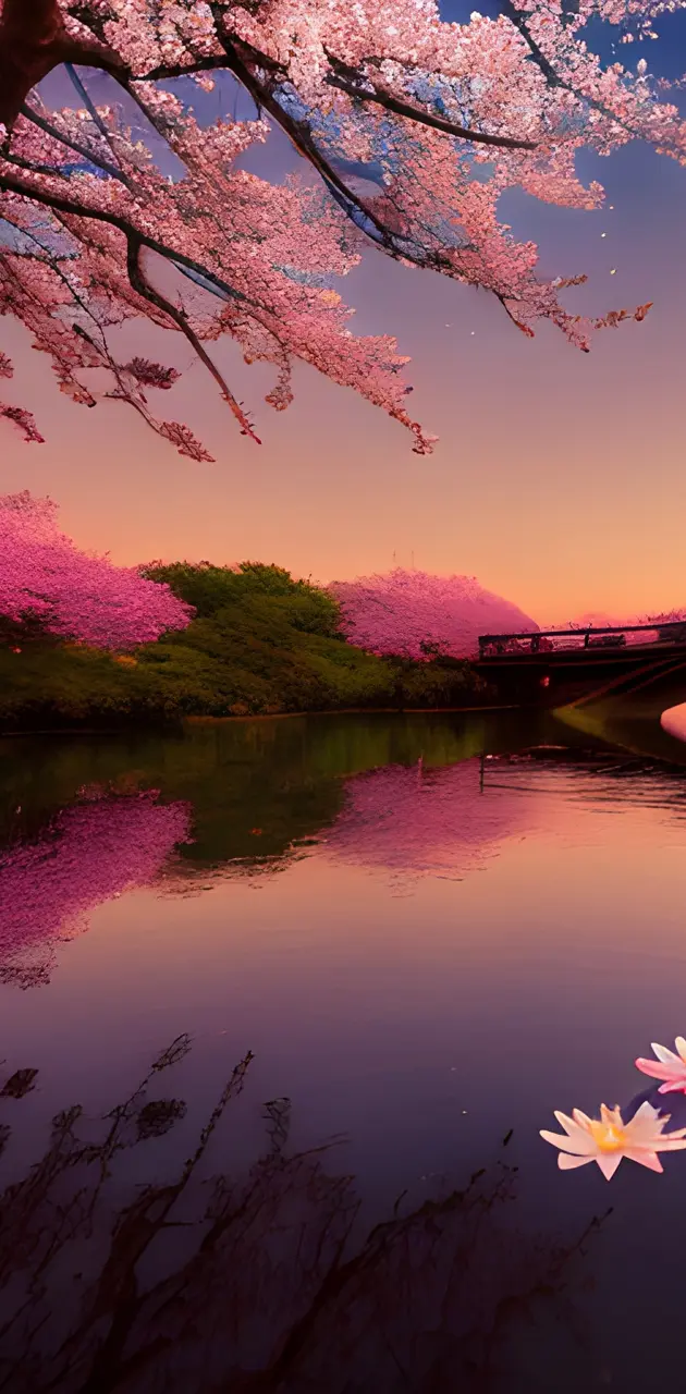 Sunset lake sakura