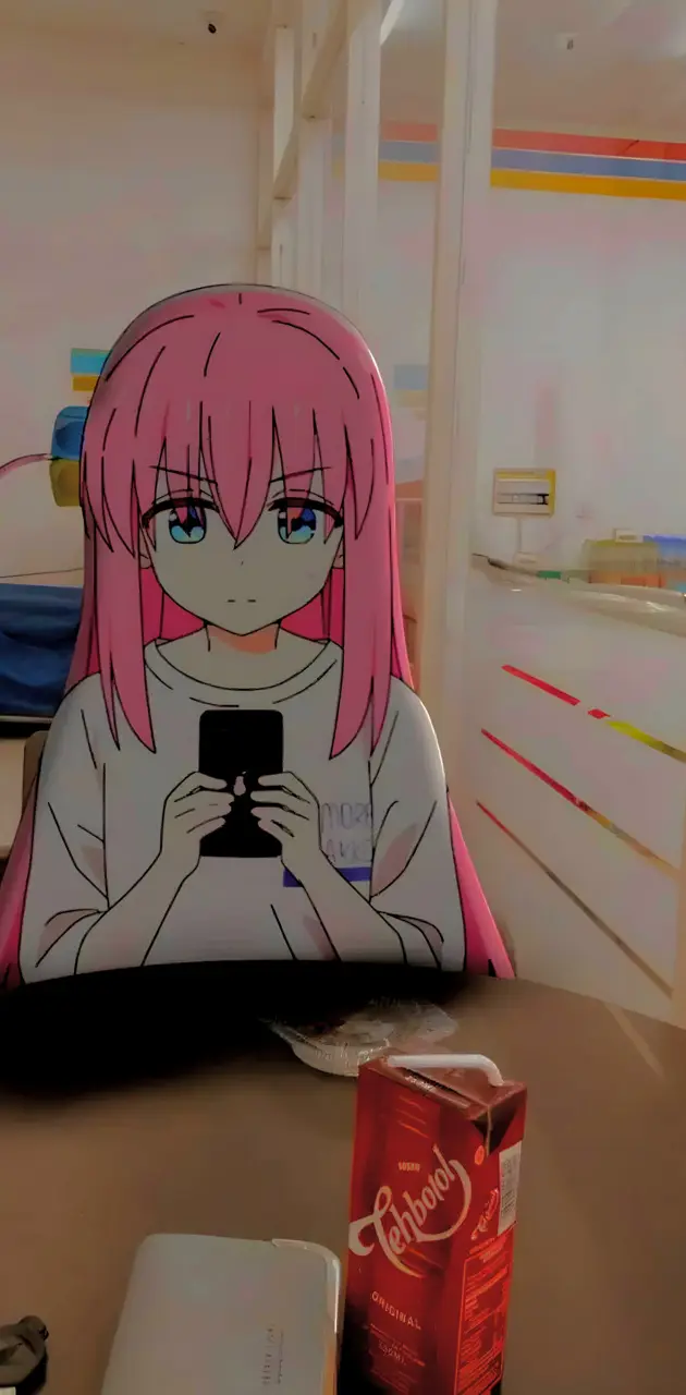Anime girl using phone