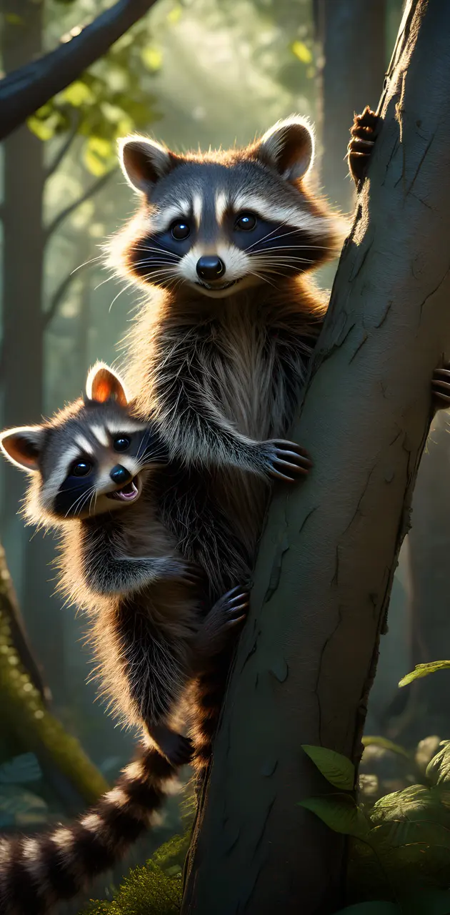 mim raccoon and baby
