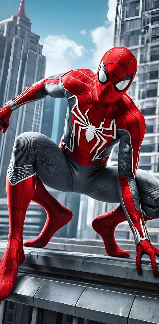 red and gray spider-man 7 third leg