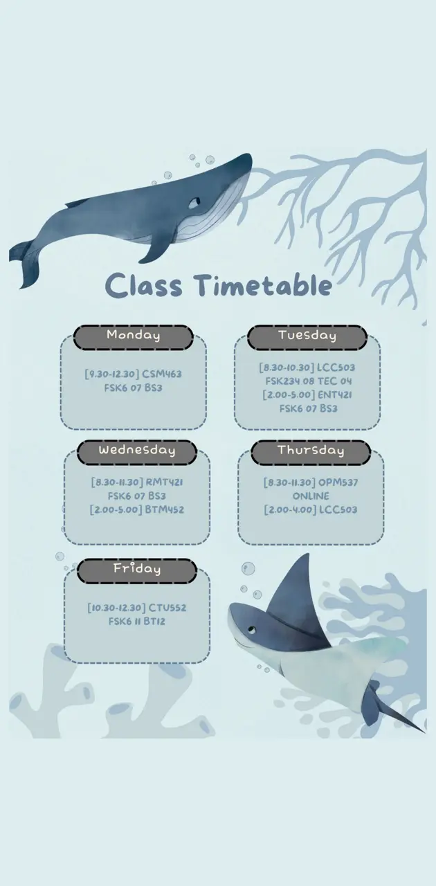 Whale timetable