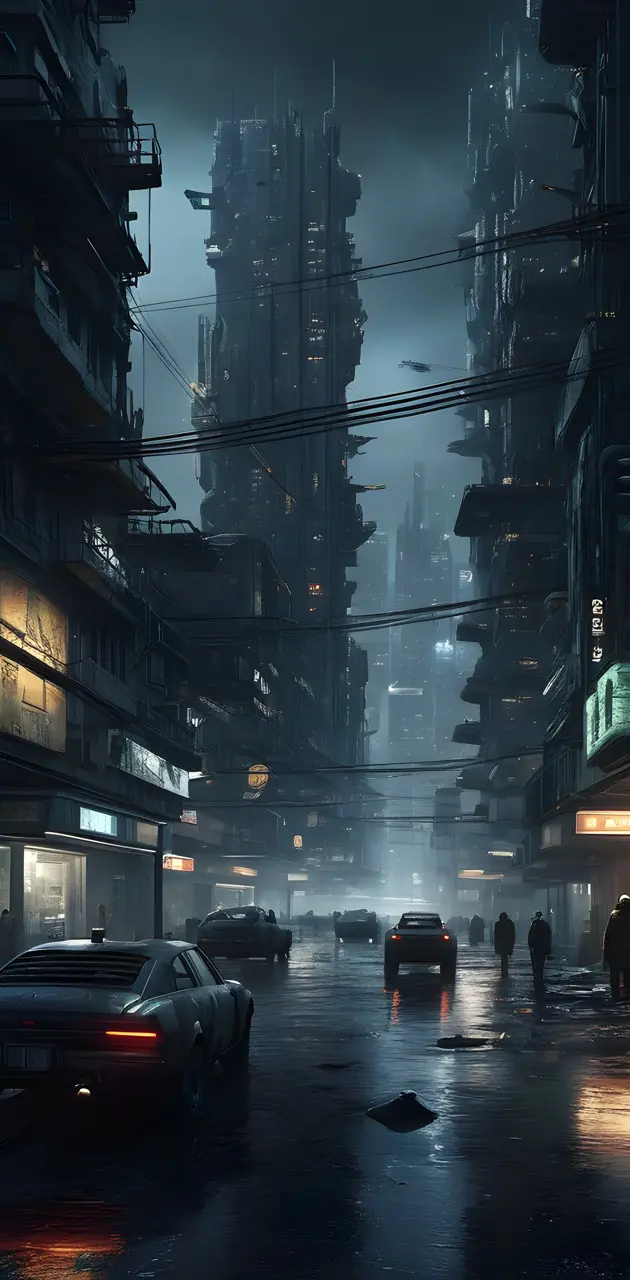 Futuristic dystopian city