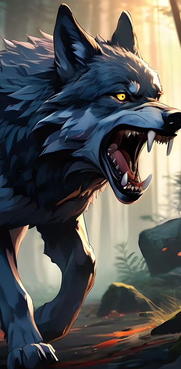 a wild angry wolf