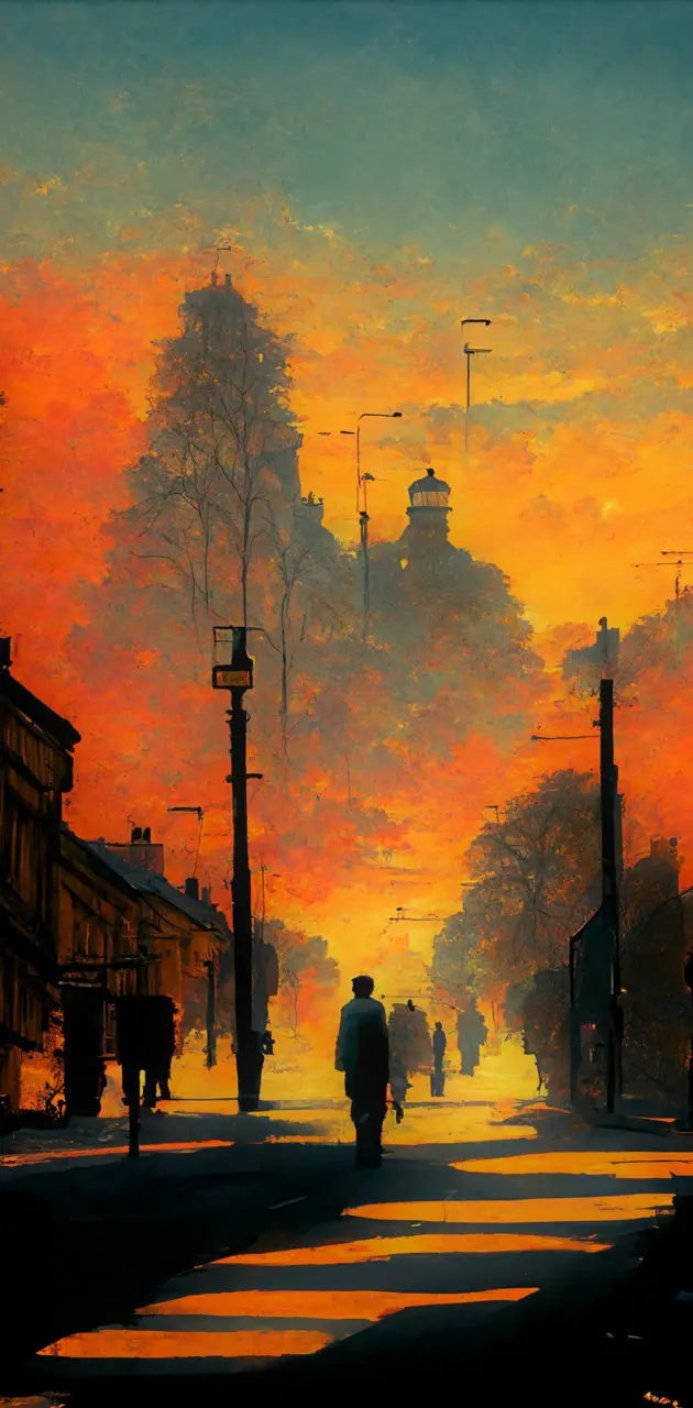a street at sunset