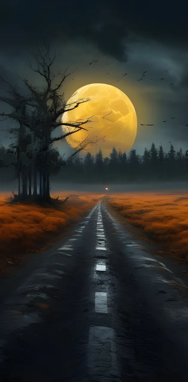 a path under the moon