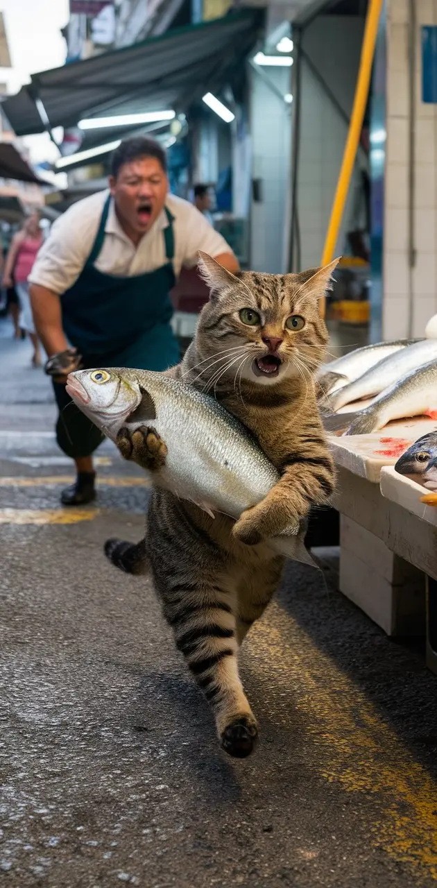 Cat stealing Fish