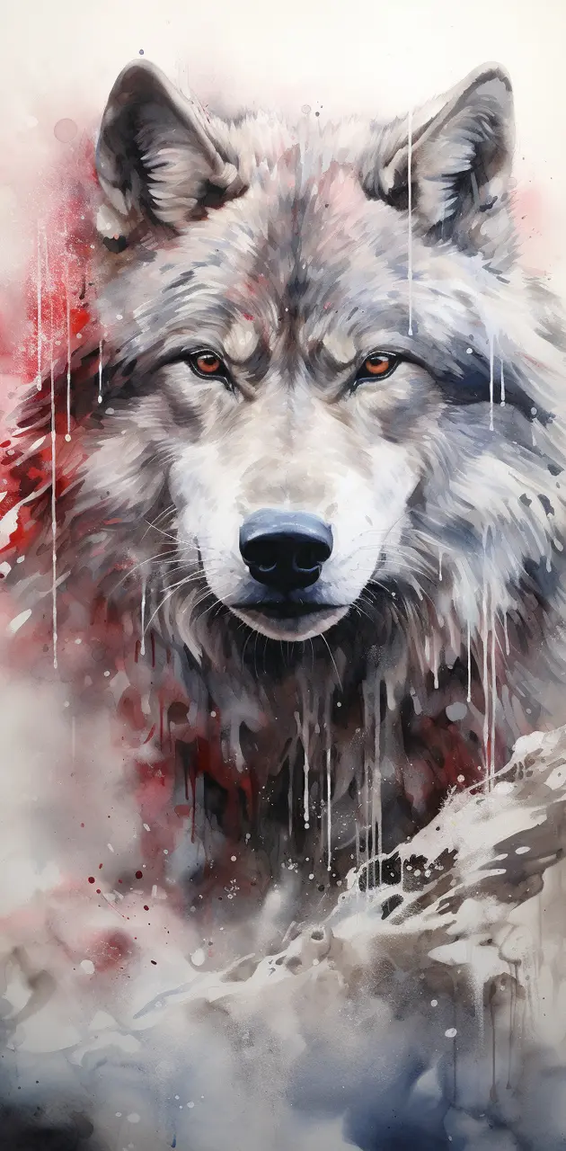 Wolf Art Red & White