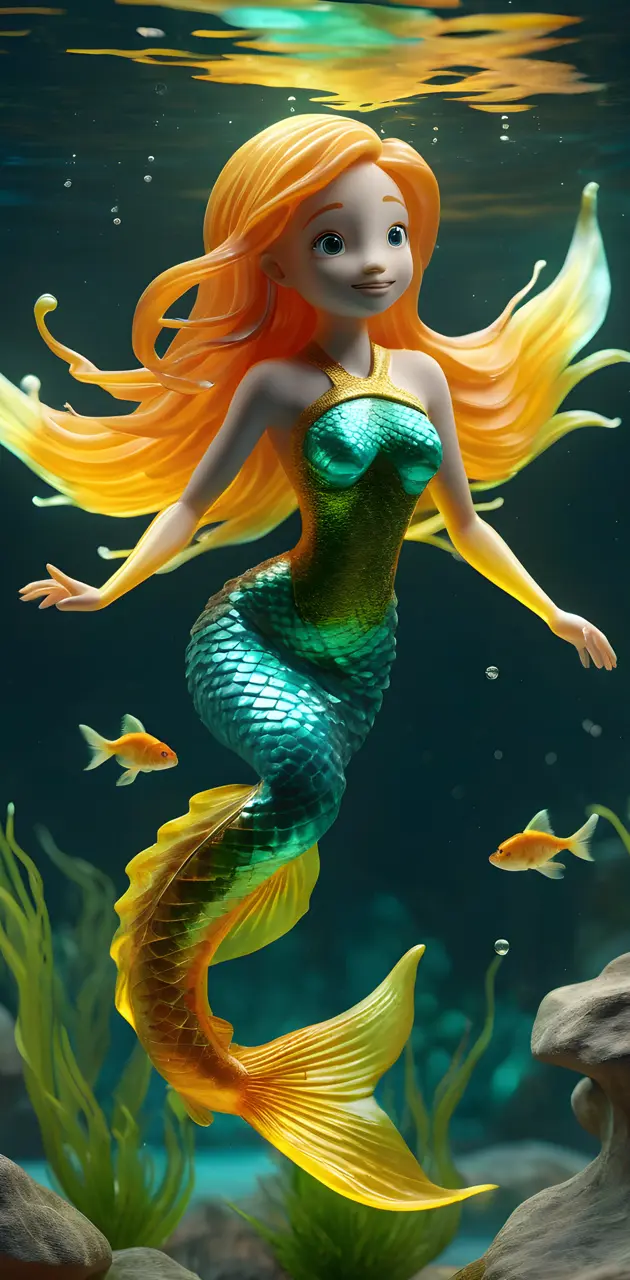 a toy mermaid in water