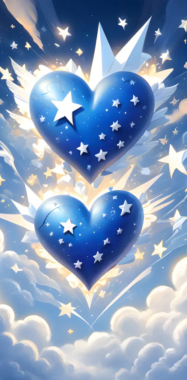 a blue and white hearts