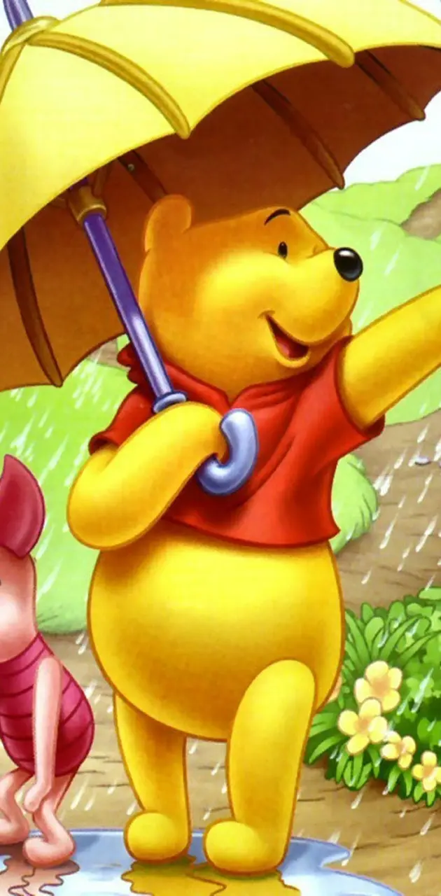 Pooh in the rain 