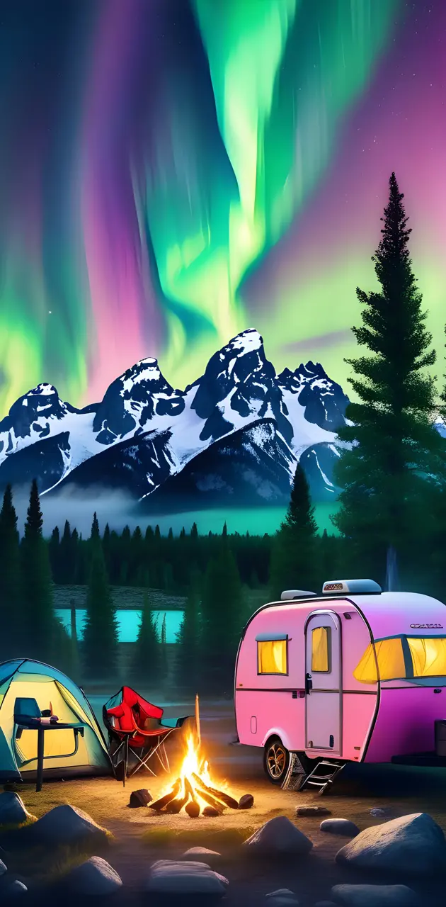 camping under norther lights ✨️