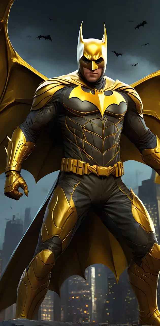 bat man gold and blak
