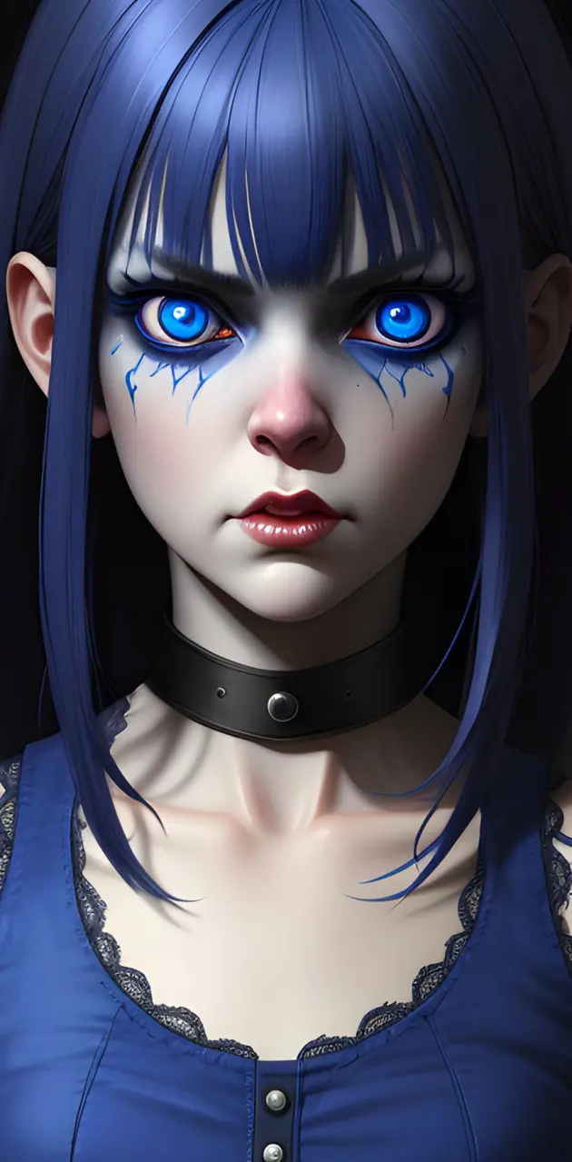 Demonic blue hair girl