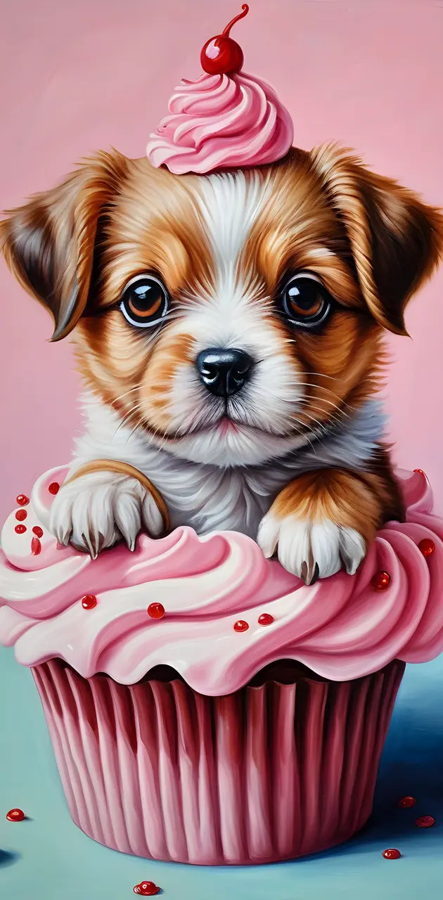 Cute puppy in a sweet treat