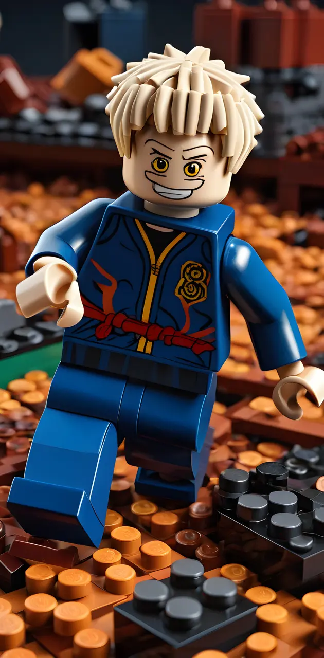 a toy figurine of a boy with a blue shirt and yellow hair