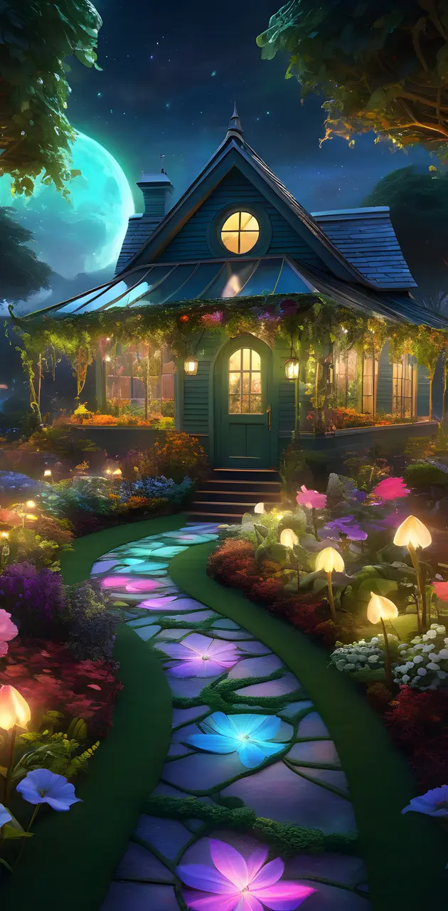 a house with a garden of flowers