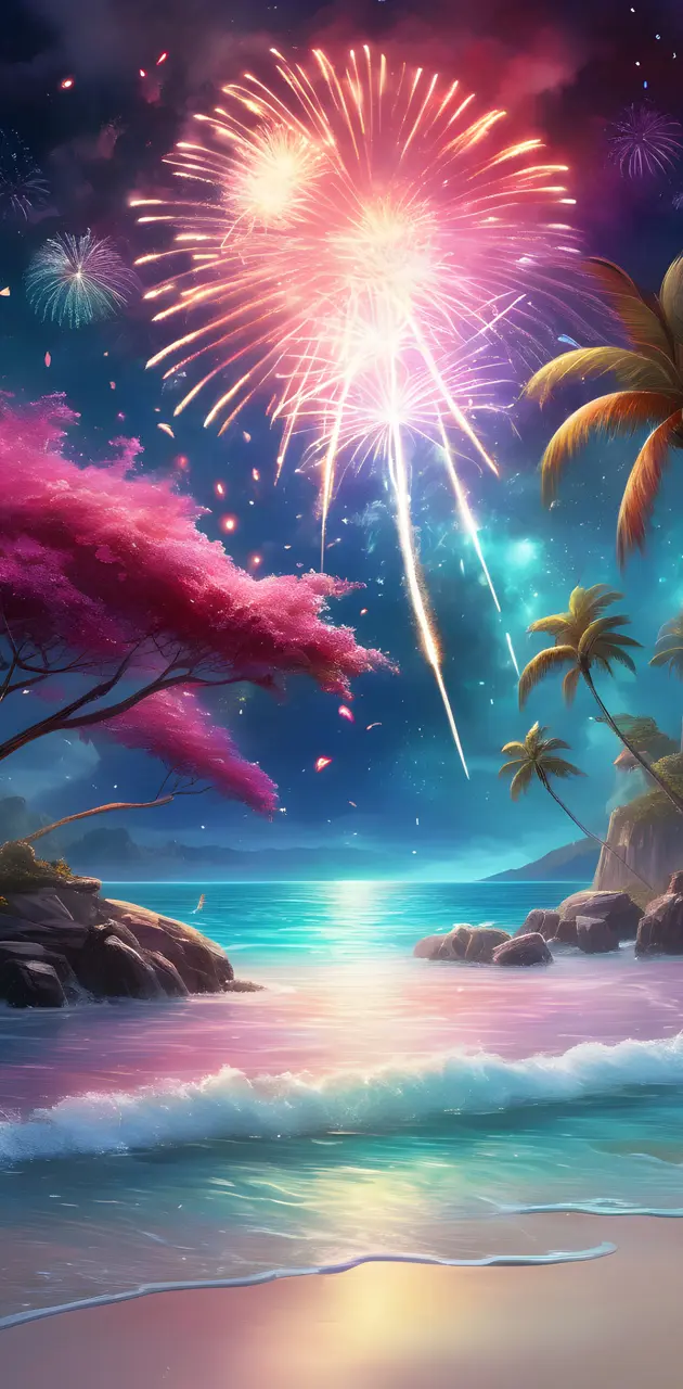Fantasy Beach with Firework