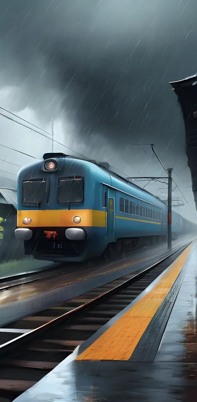 Train with rain