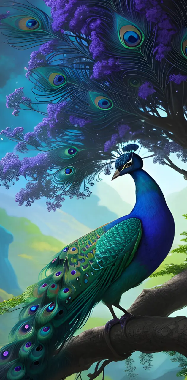 peacock in tree