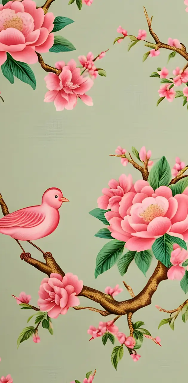 Spring Chinoiserie Pink Wallpaper
