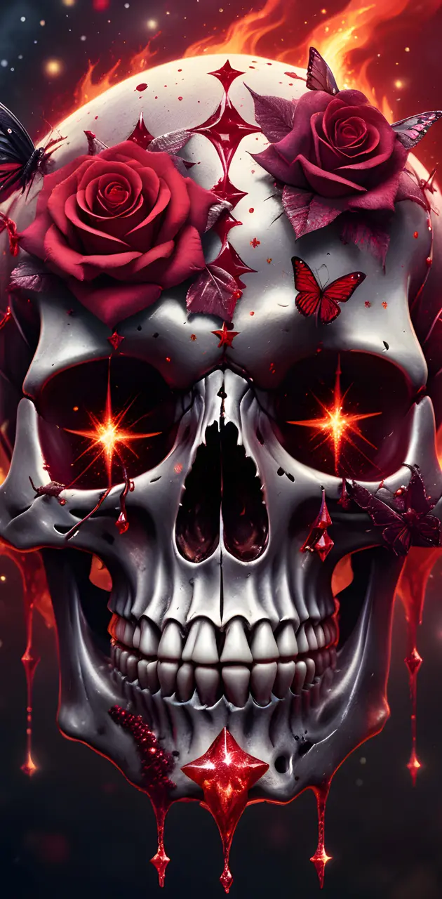 red rose skull