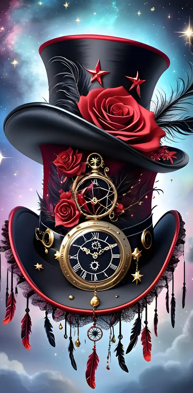 red top hat steampunk rose