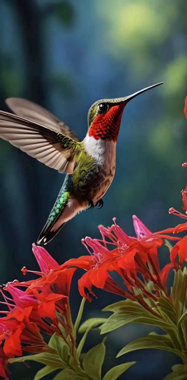 Red Throated Hummingbird & Cardinal Flowers Native Food Source