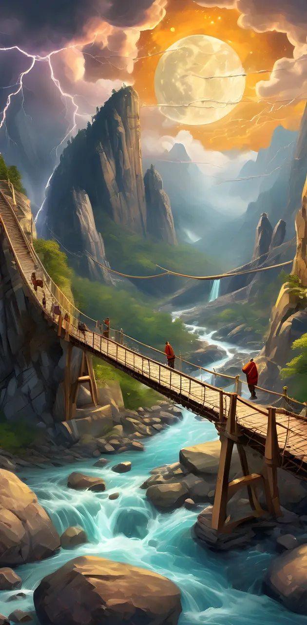 monks on bridge