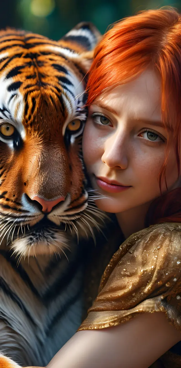 Woman Hugging Tiger