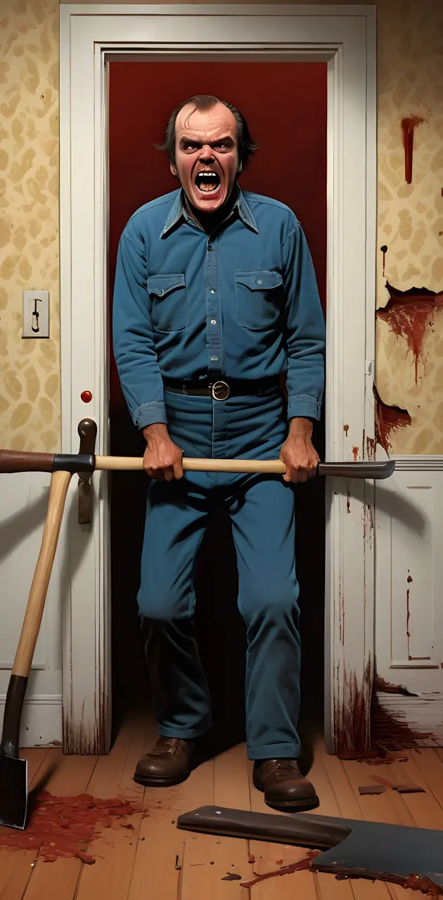a man in a blue uniform holding a broom