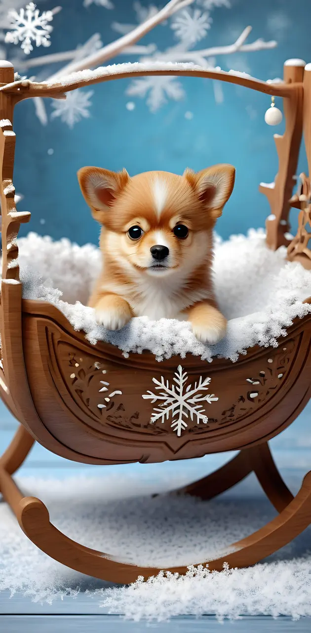 a dog in a sled
