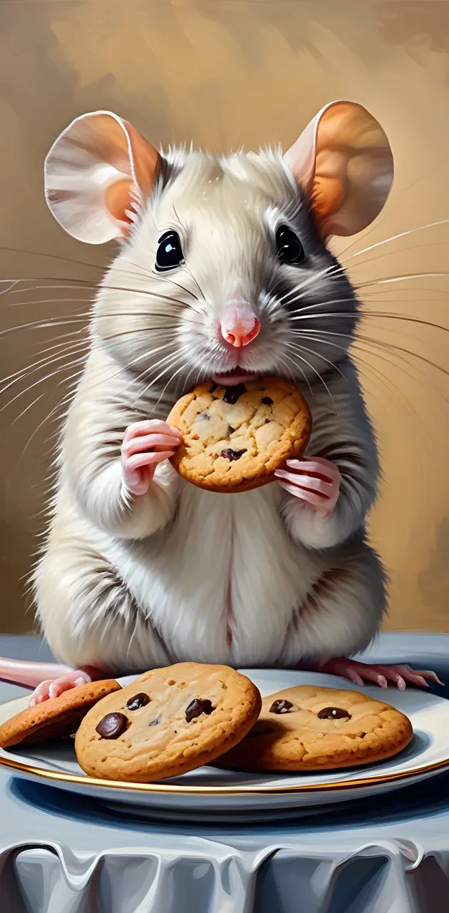 cute rattie eating cookies