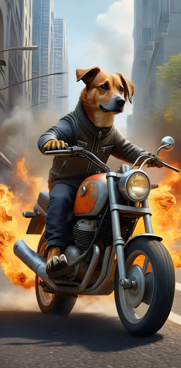 a dog on a motorcycle