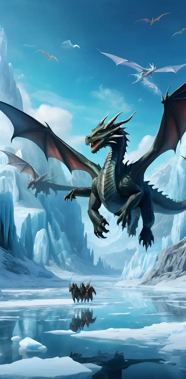 dragons flying through ice