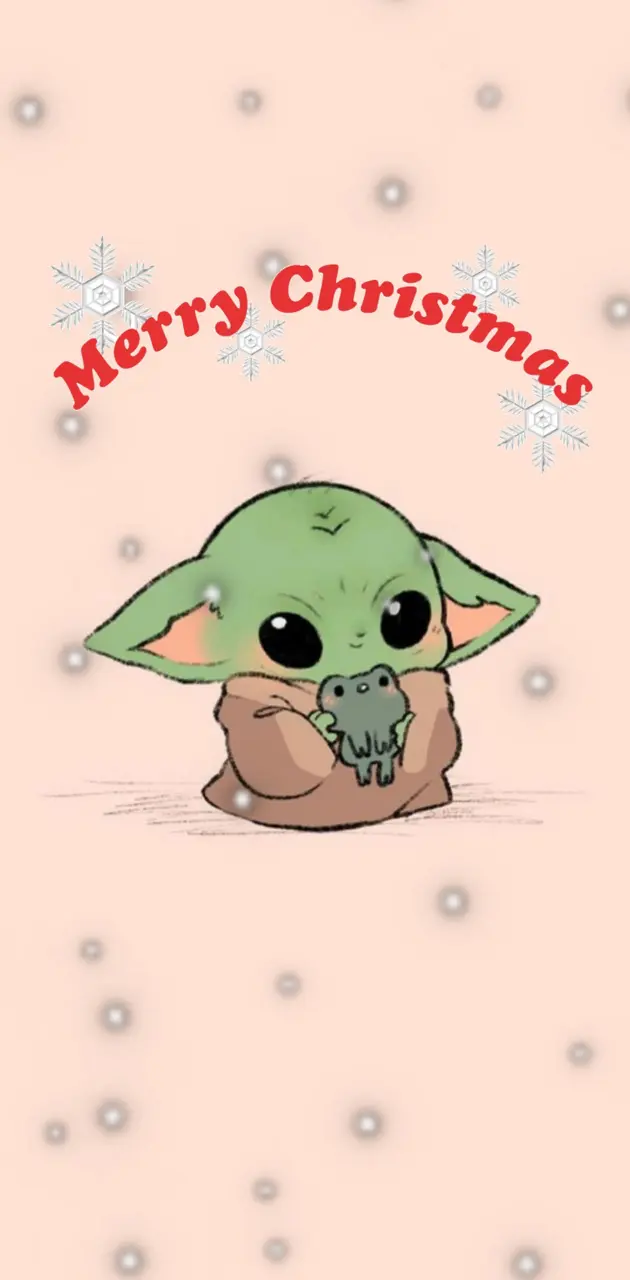 Download Baby Yoda Christmas Drawing Wallpaper