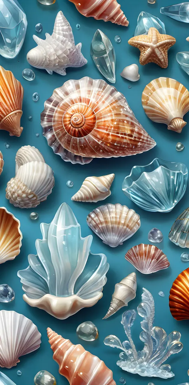 crystal glass sea shells