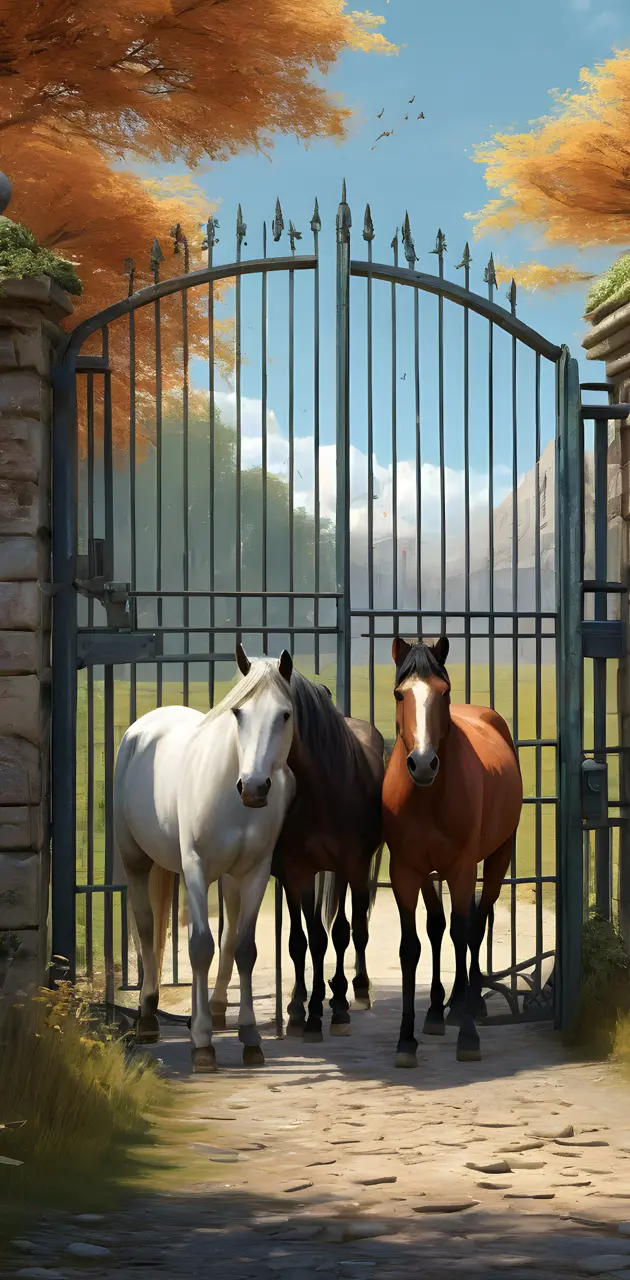 horses in a gate