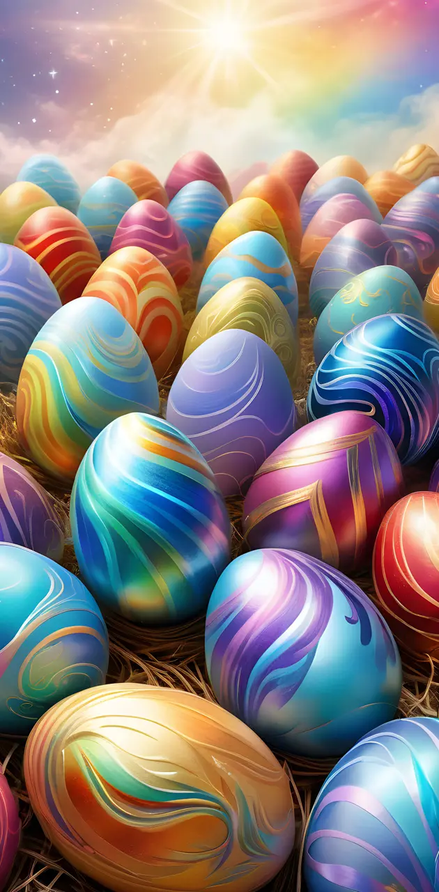 opalescent swirly colorful easter eggs