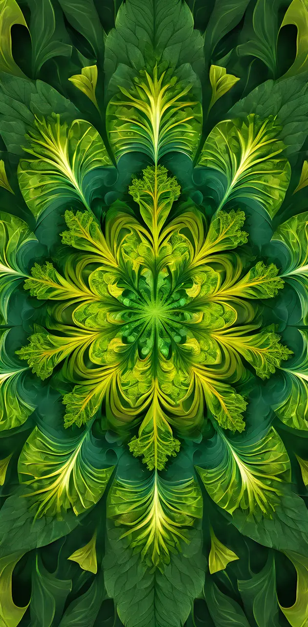 Green Leaf Kaleidoscope Fractal