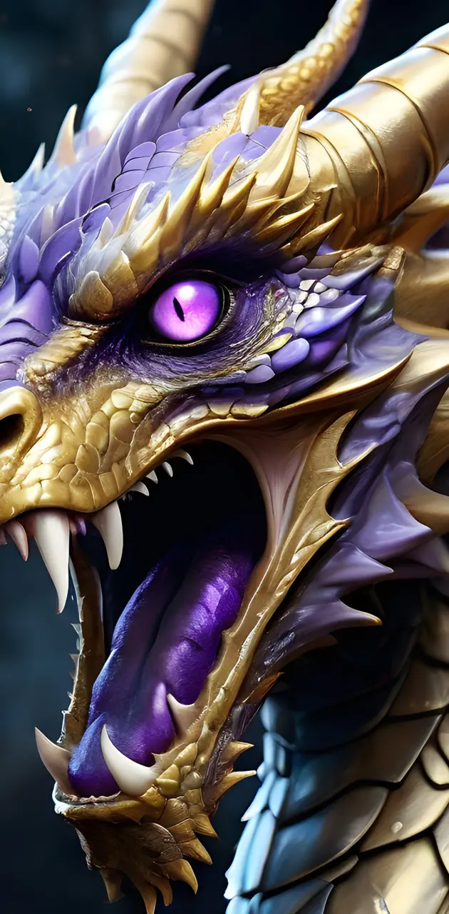 Golden dragon with purple