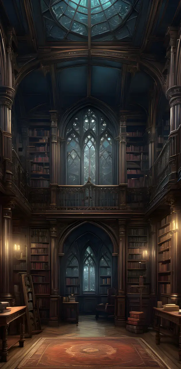 a large library with many bookshelves