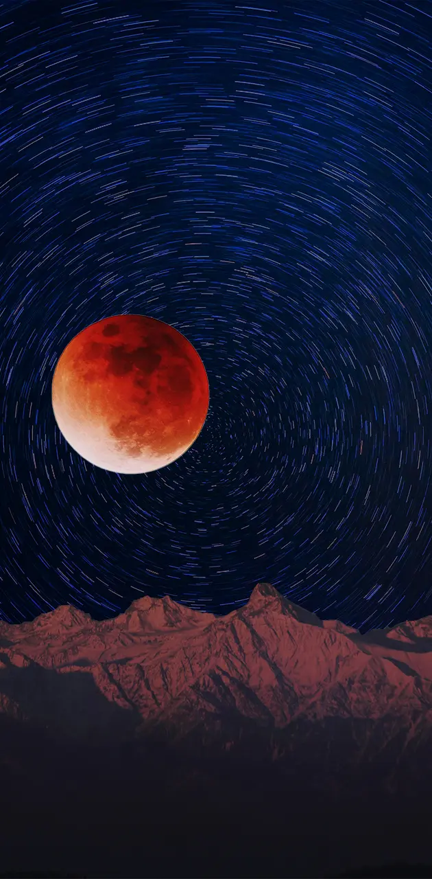 Red Moon With Stars 