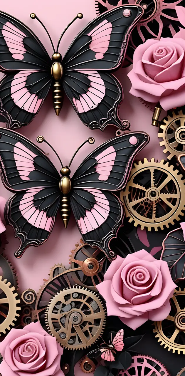 3D Metal Pink Butterflies