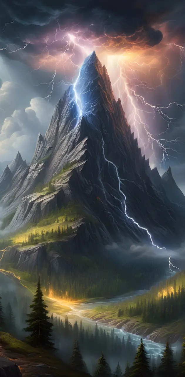 a mountain with a lightning - version 2 (check my profile fo v2