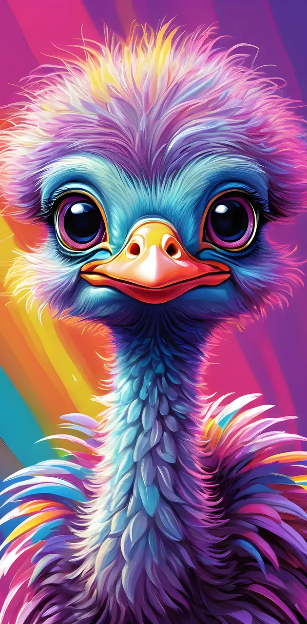 Lisa Frank style baby ostrich