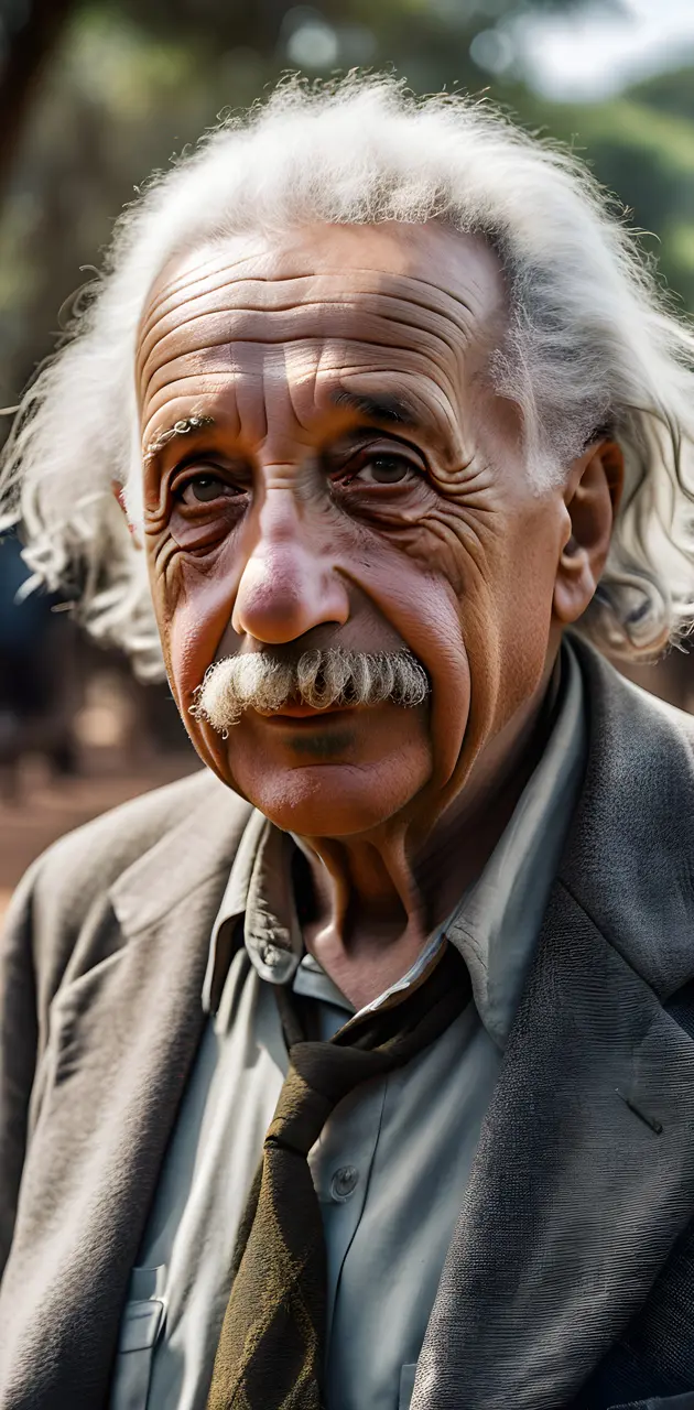 Albert Einstein with white hair