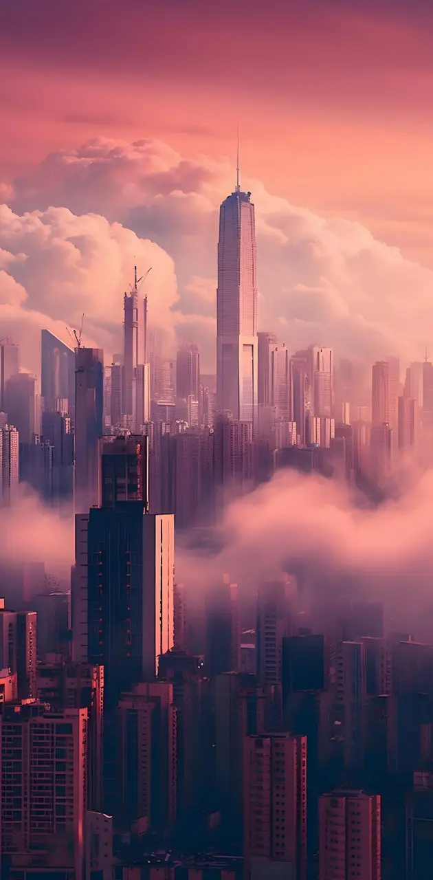 Skyscrapers in Fog