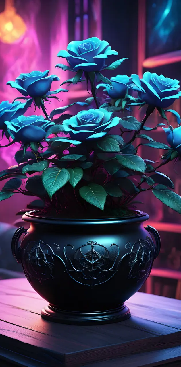 Bioluminescent Midnight Blue Gothic Roses Goth Lunarpunk Inspiration